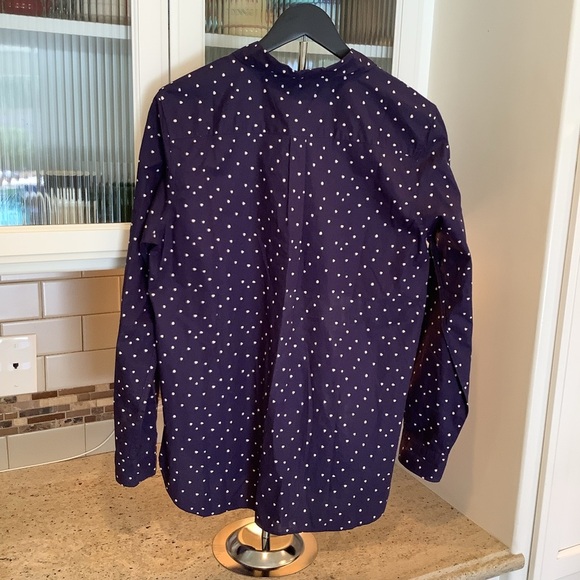Garnet Hill Navy Polka Dot Shirt NWT Size 10 - Picture 3 of 5